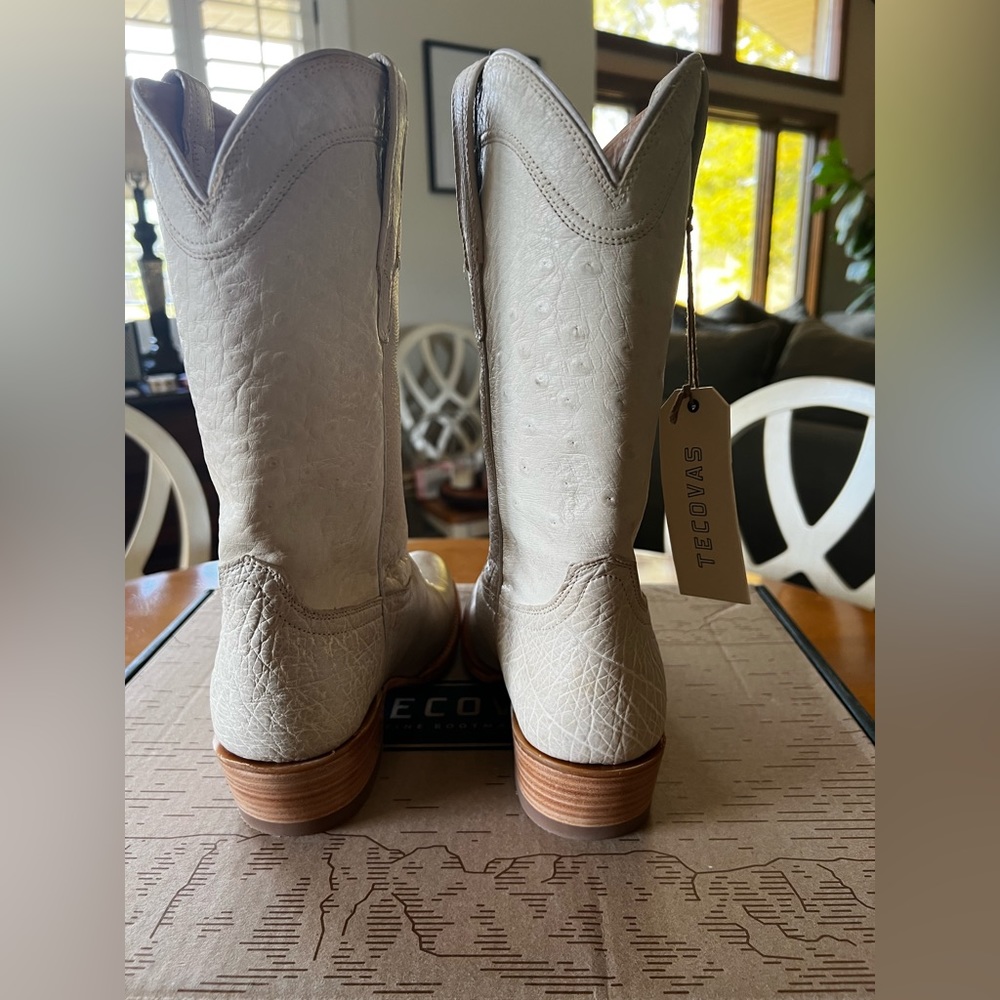 Women’s TECOVAS Chloe Pearl Ostrich Leather Cowgirl Boots Brand New - Picture 10 of 12